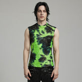 WT-903BXM Punk Shirts Neon Tie-Dye Sleeveless Edgy Rivet Accent Top